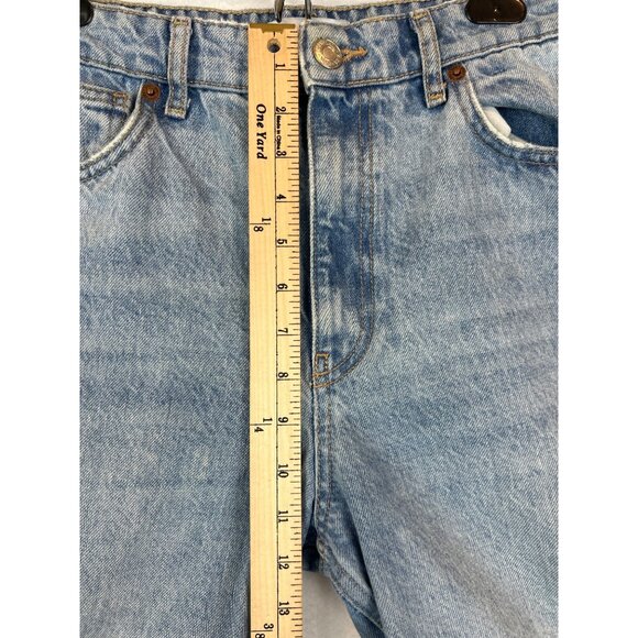 Zara High-Waisted Wide-Leg Light Blue Jeans Womens 6 Raw Hem READ - Picture 5 of 8